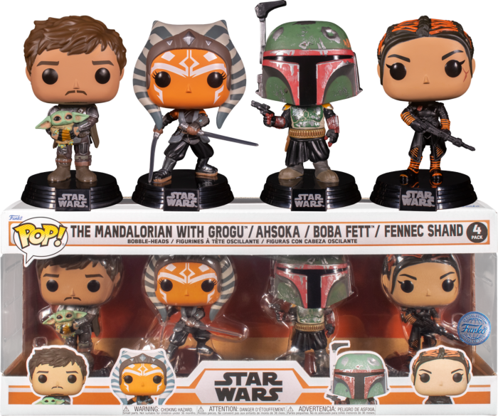 FUNKO POP! DISNEY 4-PACK: STAR WARS – THE MANDALORIAN WITH GROGU – AHSOKA / BOBA FETT / FENNEC SHAND (SPECIAL EDITION) VINYL FIGURE
